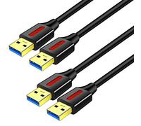 Yeung Qee Lot de 2 câbles USB 3.0 A vers A mâle 0,3 m Câble USB vers USB Type A mâle vers mâle Cordon USB 3.0 Double extrémité pour disque dur (0,3 m)