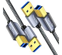 Yeung Qee Lot de 2 câbles USB 3.0 A vers B de 0,5 m, en nylon tressé USB 3.0 de type A mâle vers B mâle, compatible avec station d'accueil, disques durs externes, scanner, etc. (0,5 m)