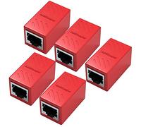 Yeung Qee Lot de 5 coupleurs Ethernet RJ45 pour câble Ethernet Cat7/Cat6/Cat5e/Cat5 - Coupleur de câble réseau femelle vers femelle (rouge)