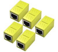 Yeung Qee Lot de 5 coupleurs RJ45 pour câble Ethernet Cat7/Cat6/Cat5e/Cat5 - Coupleur de câble réseau femelle vers femelle (jaune)