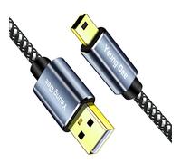 Yeung Qee Mini câble USB tressé USB 2.0 de type A vers mini B - Cordon de charge tressé compatible avec manette PS3, lecteur MP3/4, PDA, appareil photo, scanner et autres appareils mini USB (2 m)