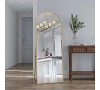 Yeutre Grand Miroir sur Pied, 162 x 53 cm, Miroir Arche Dore/Noir avec Cadre en Métal, Miroirs Plein Pied pour Chambre à Coucher, Salon, Dressing (Or, 162L x 53l cm)