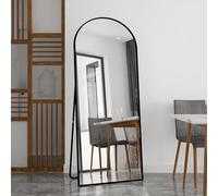 Yeutre Miroir sur Pied 180 x 80 cm Miroirs Pleine Longueur Arqué avec Cadre en Métal Miroir Intégral Miroirs incliné ou Suspendu pour Salon, Chambre, Entrée (Noir, 180 x 80cm)
