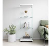 Yeutre Vitrine en Verre, Armoires vitrées de présentation avec 3 étagères en Verre, Vitrine pour Collection avec 1 Portes et Serrure pour Chambre, Salon (Blanc, 36 x 42 x 125 cm)