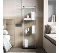 Yeutre Vitrine en Verre avec LED pour Collection, Moderne Armoire Vitrée Collection Noir avec 3 Étagères et 1 Portes à Serrure,Verre Trempé Vitrine Transparent pour Salon, Chambreet Salle à Manger