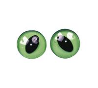 Rayher Yeux de chat, vert, 1 lot, 4 pces, 2 paires, ø14mm, plastique, brillant, pupille noire verticale en ellipse, à coudre, arts créatifs, figurines- 8904600