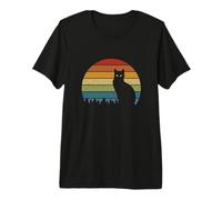 Yeux de Chat avec Fond à Rayures Vintage T-Shirt Haut de Gamme