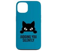 Yeux de Chat Noir Mignon Minimaliste drôle Vous Juger silencieusement Coque pour iPhone 13