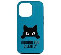 Yeux de Chat Noir Mignon Minimaliste drôle Vous Juger silencieusement Coque pour iPhone 13 Pro