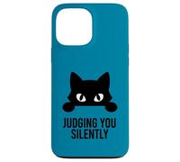 Yeux de Chat Noir Mignon Minimaliste drôle Vous Juger silencieusement Coque pour iPhone 13 Pro Max
