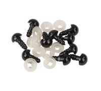 Yeux de sécurité en plastique - RAYHER - 8mm - noir - lot de 10 avec rondelles