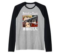 Yeux du Personnage de l'Attaque des Titans et Kanji Anime de Manche Raglan