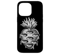 Yeux en Forme de cœur Flamboyant Qui voit Tout Gothique Blackwork Coque pour iPhone 14 Pro Max