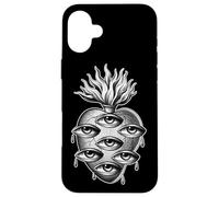 Yeux en Forme de cœur Flamboyant Qui voit Tout Gothique Blackwork Coque pour iPhone 16 Plus