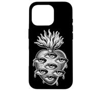 Yeux en Forme de cœur Flamboyant Qui voit Tout Gothique Blackwork Coque pour iPhone 16 Pro