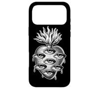 Yeux en Forme de cœur Flamboyant Qui voit Tout Gothique Blackwork Coque pour iPhone 17 Pro Max