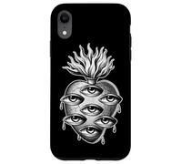 Yeux en Forme de cœur Flamboyant Qui voit Tout Gothique Blackwork Coque pour iPhone XR