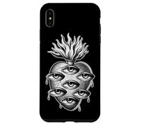 Yeux en Forme de cœur Flamboyant Qui voit Tout Gothique Blackwork Coque pour iPhone XS Max