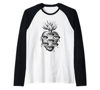 Yeux en Forme de cœur Flamboyant Qui voit Tout Gothique Blackwork Manche Raglan