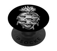 Yeux en Forme de cœur Flamboyant Qui voit Tout Gothique Blackwork PopSockets PopGrip Adhésif