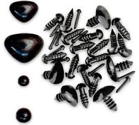 Yeux et nez en plastique Noir 30pcs - Mélanger les tailles