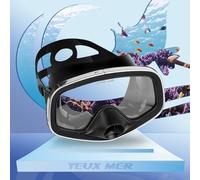 YEUX MER Masque de plongée avec valve de vidange - Large vue - Convient pour adultes - Anti-buée - Pour la plongée libre et la plongée avec tuba - Noir