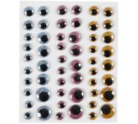 Yeux mobiles autocollants - Pailleté - 8 à 15 mm - 54 pcs - Noir - Mixte - Enfant