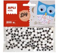 APLI 18251-200 Yeux mobiles adhésifs noirs pour loisirs créatifs et artisanat - Taille 6 mm