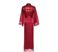 Yeuyyben Robe de mariée en satin de soie et dentelle - Robe de mariée - Robe de mariée - Robe longue de mariage - Peignoir en soie, Bourgogne mère B, taille unique