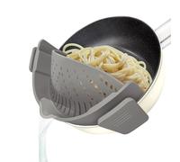 YEVIOR Passoire à clipser pour casseroles, pâtes, passoire alimentaire en silicone mains libres, passoire à clipser pour spaghettis, pâtes, bœuf haché compatible avec tous les bols et casseroles (gris