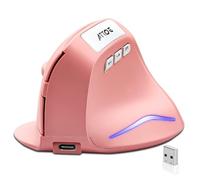 Yevsinbay Souris optique verticale sans fil ergonomique rose avec 3 DPI réglables 1000/1600/2400, 5 boutons pour ordinateur portable, ordinateur de bureau, PC, MacBook