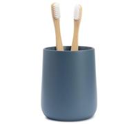 Yew Design Porte-Brosse à Dents et Dentifrice Bleu Mat et gobelet pour Meuble-lavabo et Plan de Travail, Organiseur Rond pour brosses à Dents électriques, Fil Dentaire, Rasoirs, Coton, Bain de Bouche