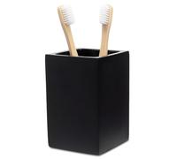 Yew Design Porte-Brosse à Dents et Dentifrice Noir Mat pour Meuble-lavabo et Plan de Travail, Organiseur carré pour brosses à Dents électriques, Fil Dentaire, Rasoirs, Coton et Bain de Bouche