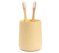 Yew Design Porte-brosses à Dents et Dentifrice avec gobelet, Jaune Crème Mat, pour Salle de Bain et comptoir - Organiseur Rond pour brosses à Dents électriques, Fil Dentaire, rasoirs, de Bouche