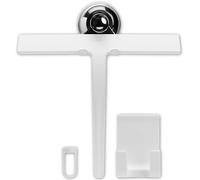 Yew Design Raclette de 24 cm avec Support Mural, Bentouse et Crochet, pour vitres de Douche, Fenêtres, Portes vitrées, Salles de Bain, Miroirs et Pare-Brise de Voiture - Blanc Mat