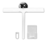 Yew Design Raclette de 28 cm avec Support Mural, Ventouse et Crochet, Raclette de Nettoyage pour Portes de Douche, Fenêtres, Portes en Verre, Salles de Bain, Miroirs, Pare-Brise de Voiture - Blanc Mat