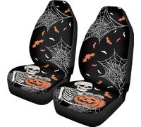 Yewattles Lot de 2 housses de siège avant universelles motif Père Noël Halloween Web - Housses de protection élastiques et respirantes pour siège de véhicule