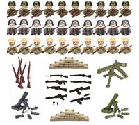 YEWCEP Ensemble d'armes militaires pour figurines, 30 mini figurines de soldats, jouets Ww2, armes d'armée, kit militaire Ww2 pour enfants cadeaux