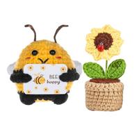YEWCEP Lot de 2 doudous abeilles, cadeaux positifs, cadeau d'abeille, doudou abeille et tournesol, cadeau porte-bonheur pour les amis et la famille