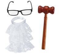 Yewong Accessoires de Costume de Juge Laywer avec Collier de Juge Jouet Marteau pour Enfants Adultes Halloween Dress Up (Robe Non Incluse)