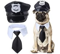 Yewong Ensemble d'accessoires de Costume de Police pour Animal Domestique - Chapeau de Police pour Chien et Chat avec Cravate et kit de déguisement pour Halloween et Noël