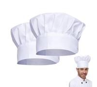 Yewseas 2 PCS Bonnet de Chef Unisexe en Polyester, Robuste, Ajustable avec Bande Élastique, Idéal pour la Cuisine et la Pâtisserie, Toques Blanches, Facile à Nettoyer