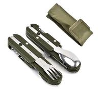 Yewseas Vaisselle Pliante en Acier Inoxydable 5 en 1, Outils de Camping Multifonctionnels, Couverts Pliables pour Pique-Niques, Randonnées et Aventures en Plein Air, Édition Durable et Pratique