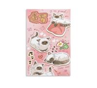 YEWURQW Poster chat kawaii (9) - Impression sur toile vintage - Esthétique - Peinture décorative pour salon, chambre à coucher - 30 x 45 cm - Style 15 sans cadre