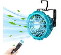 YEX-BUR Ventilateur de camping portable pour Makita, ventilateur de bureau personnel rechargeable avec crochet pliable, télécommande, minuterie 4 h, alimenté par Makita 18 V Li-Ion batterie