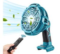 YEX-BUR Ventilateur portatif avec lampes pour batterie Li-ion Makita 18V Ventilateur de bureau silencieux rechargeable à piles USB avec télécommande Minuterie 4H, flux d'air puissant, 3 vitesses