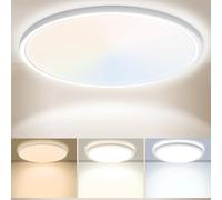 Yexati Lampe de salle de bain 30 cm 24 W 3200 lm 6000 K/4000 K/3000 K IP54 étanche ultra fine pour cuisine, chambre à coucher, toilettes, porche, couloir, salon, bureau