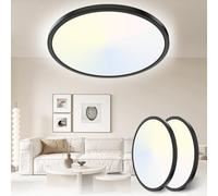 Yexati Lot de 2 lampes de salle de bain 30 cm 24 W 3200 lm 6000 K/4000 K/3000 K IP54 étanches pour cuisine, chambre à coucher, toilettes, porche, couloir, salon, bureau