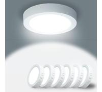 Yexati Lot de 6 Plafonnier LED 15W 1800LM, Luminaire Plafonnier Moderne Rond 6500K Blanc Froid, Pilote Inclus. IP44 Angle 120 pour Salle de Bain Chambre Salon Cuisine Couloir 170 * 28Hmm