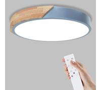 Yexati Plafonnier Bois,Plafond Dimmable 3000K-6000K,Plafonnier Led Télécommandé,32W Luminaire Moderne Pour Le Salon, La Chambre Et Le Couloir, 30CM,Bleu